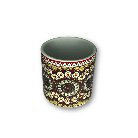 Red and Brown Bohemian Patterned Flower Pot-0