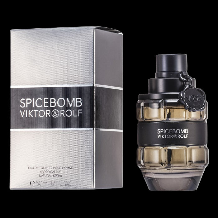 Viktor & Rolf Spicebomb perfume bottle and packaging on a white background