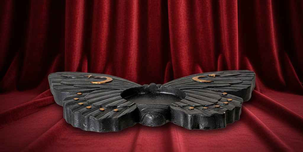 Black Moth Tealight Candle Holder - Lucky Girl Gifts