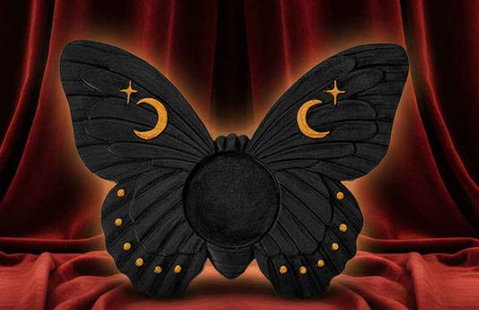 Black Moth Tealight Candle Holder - Lucky Girl Gifts