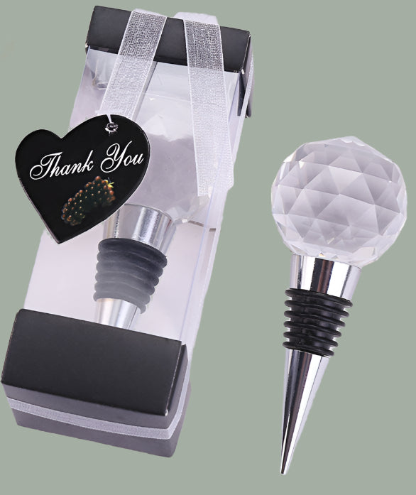 Wine bottle stoppers with decorative packaging on a white background