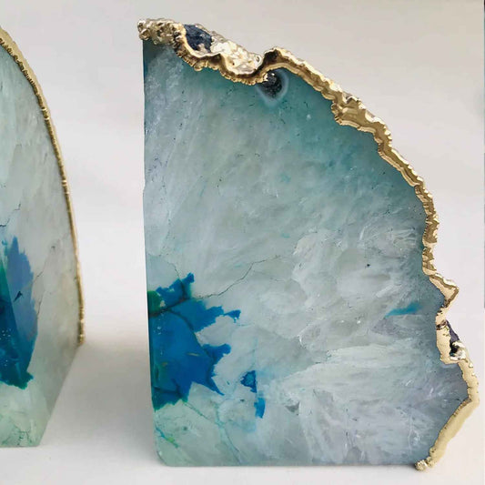 Aqua Plated Agate Bookends - Lucky Girl Gifts