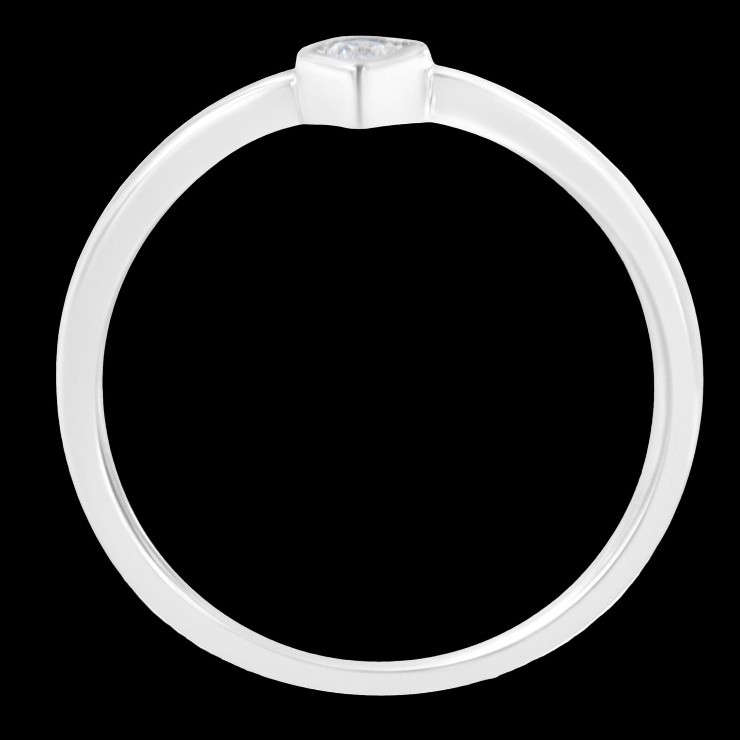 Silver ring with a diamond on a white background