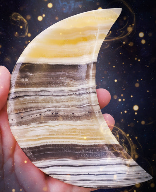 Zebra Onyx Crescent Moon Bowl for Energy Grounding - Lucky Girl Gifts
