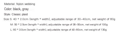 Text describing material, color, style, size, and weight of a product.