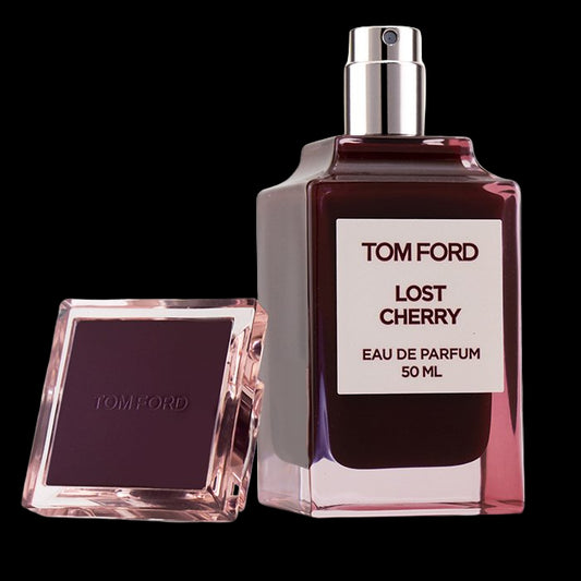 Tom Ford Lost Cherry perfume bottle and packaging on a white background