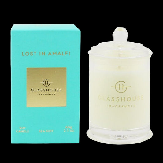 Glasshouse Fragrances candle and packaging on a white background