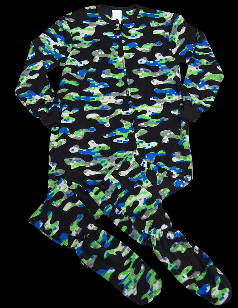 Camouflage-patterned pajama set on a white background