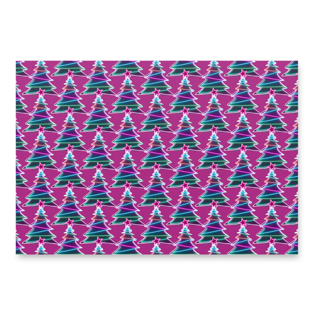 Patterned paper with Christmas tree design on a pink background