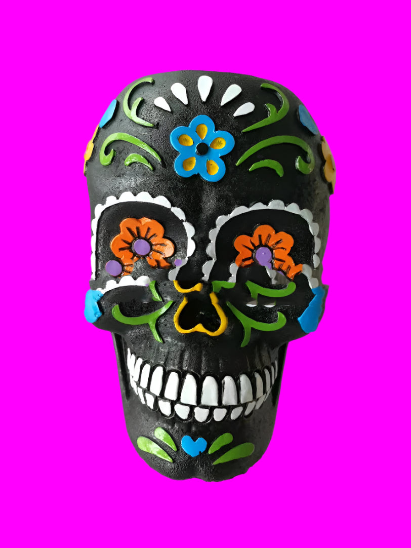 Day Of The Dead Skeleton Succulent Planter Pots Colorful Painted Skulls Halloween Decor