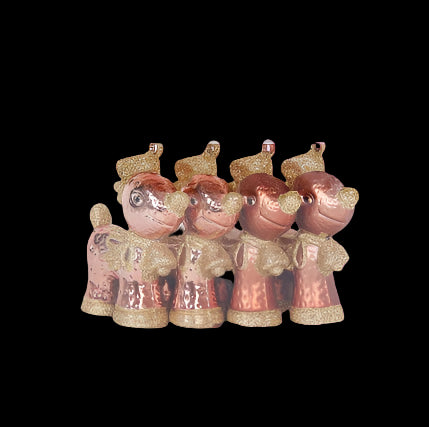 Set of decorative Christmas ornaments in a clear packaging on a white background