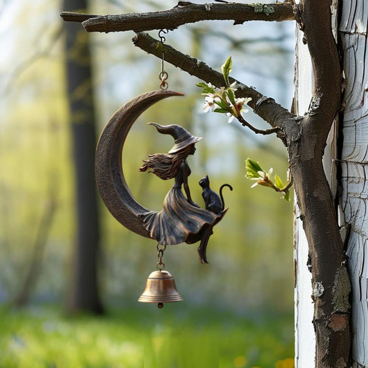 Witch's Bell Decoration with Moon & Black Cat | Hanging Protection Charm - Lucky Girl Gifts