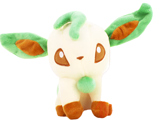 Plush toy resembling a character with green and brown colors on a white background