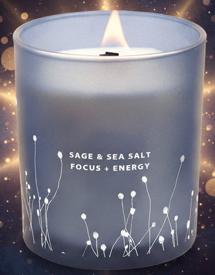 Sage and Sea Salt Candle | Wood Wick Aromatherapy Candle for Relaxation - Lucky Girl Gifts