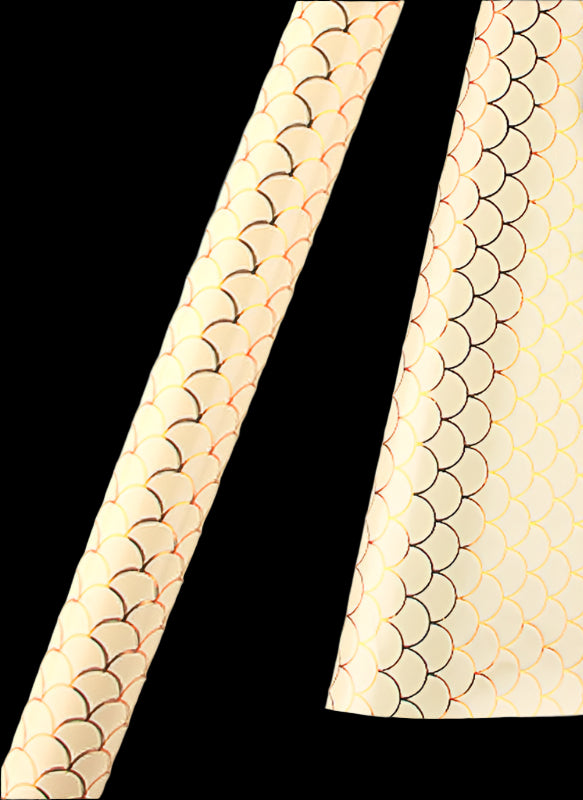 Fabric with fish scale pattern on a white background