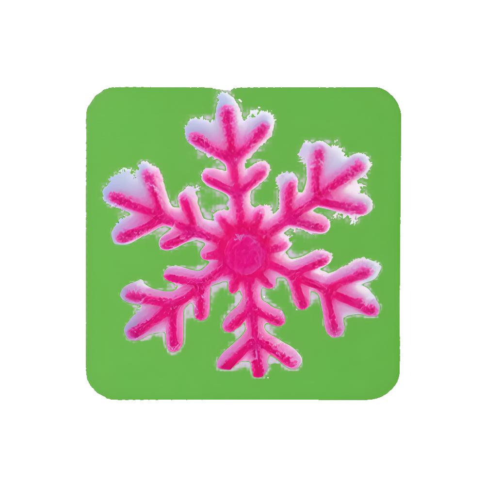 Pink snowflake on a green square background