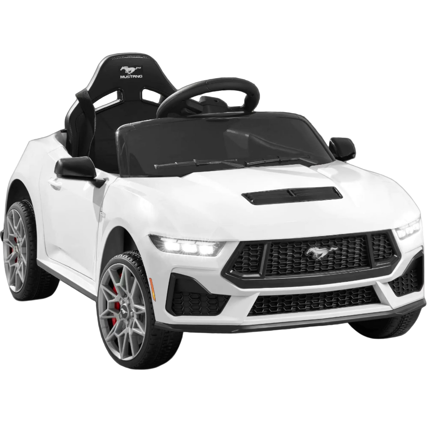 White toy car with black interior on a white background