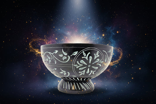 Black Soapstone Floral Bowl - Elegant Handcrafted Design - Lucky Girl Gifts