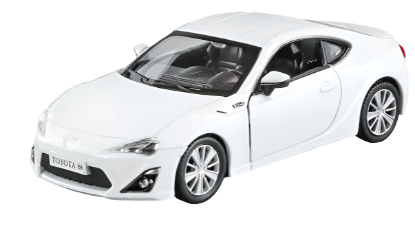 White toy car model on a white background