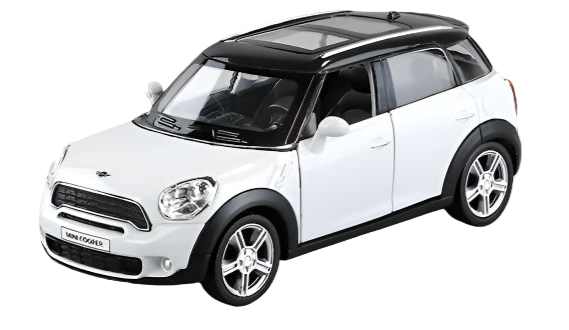 White model car on a white background