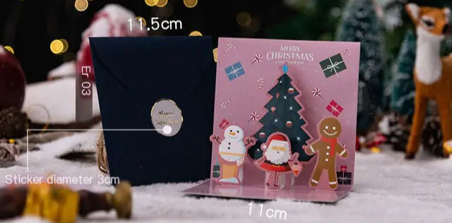 Christmas-themed card with decorative elements on a festive background