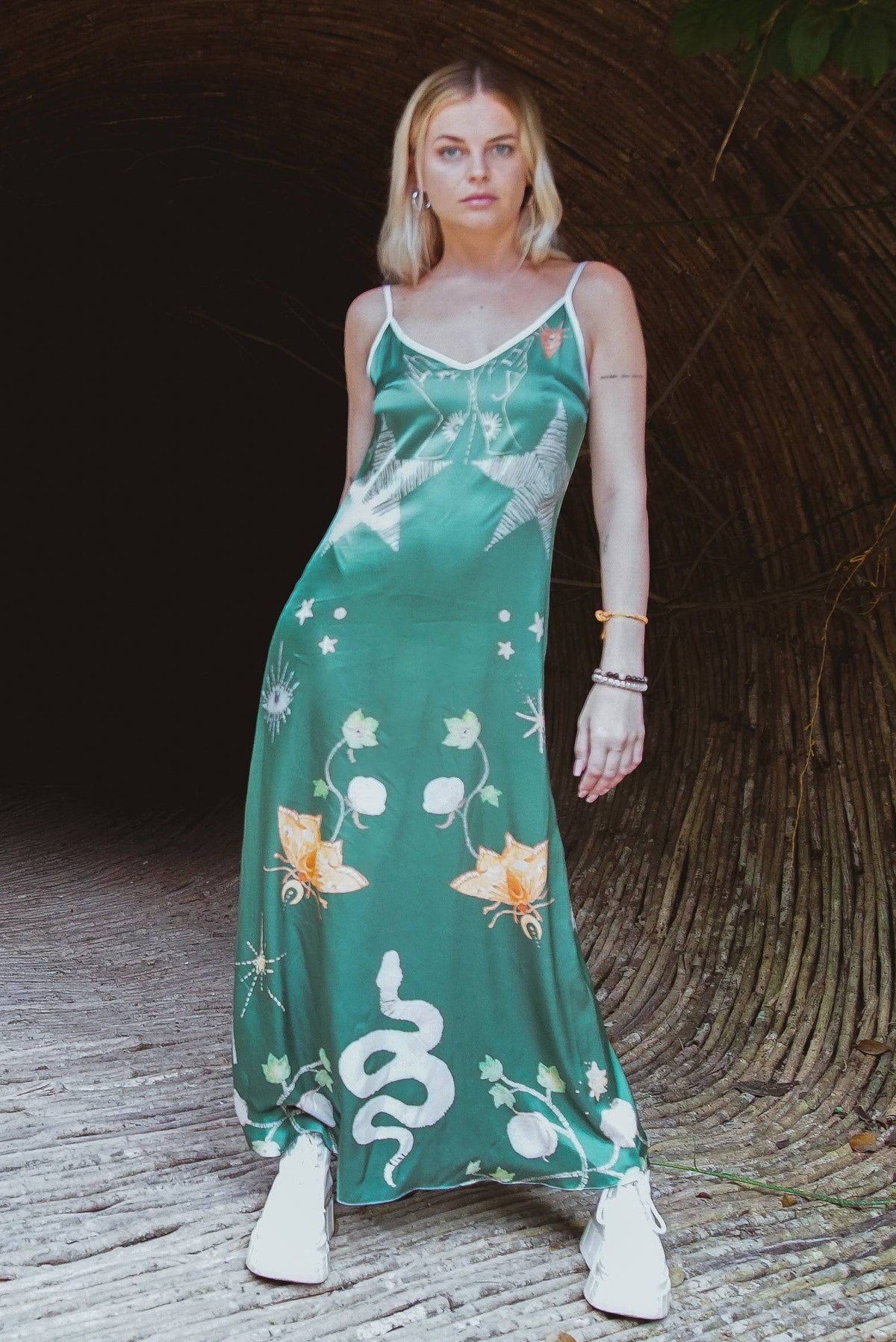 Andromeda Silk Dress in Jungle Altar - Lucky Girl Gifts
