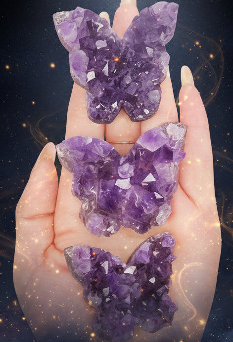 Amethyst Butterfly Healing Crystal Cluster | Natural Healing Stone - Lucky Girl Gifts