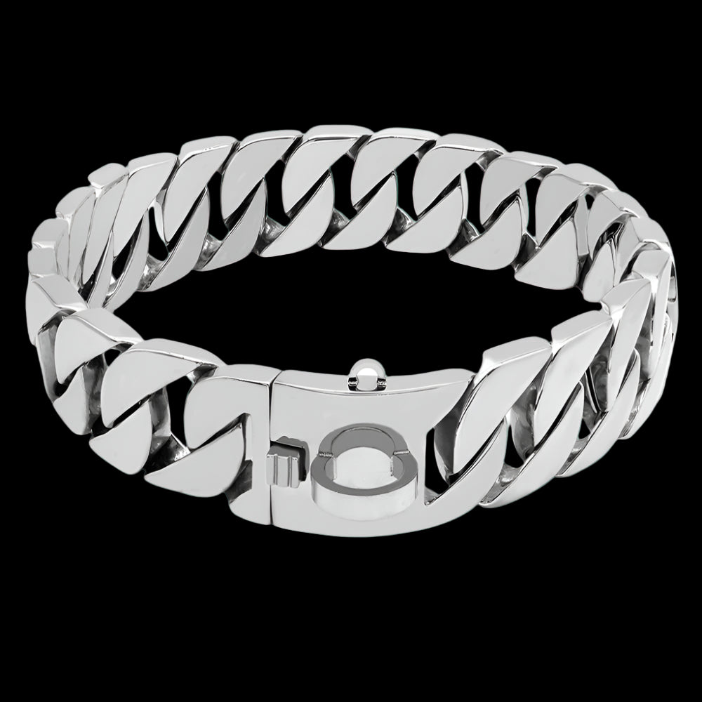 Silver chain bracelet on a white background