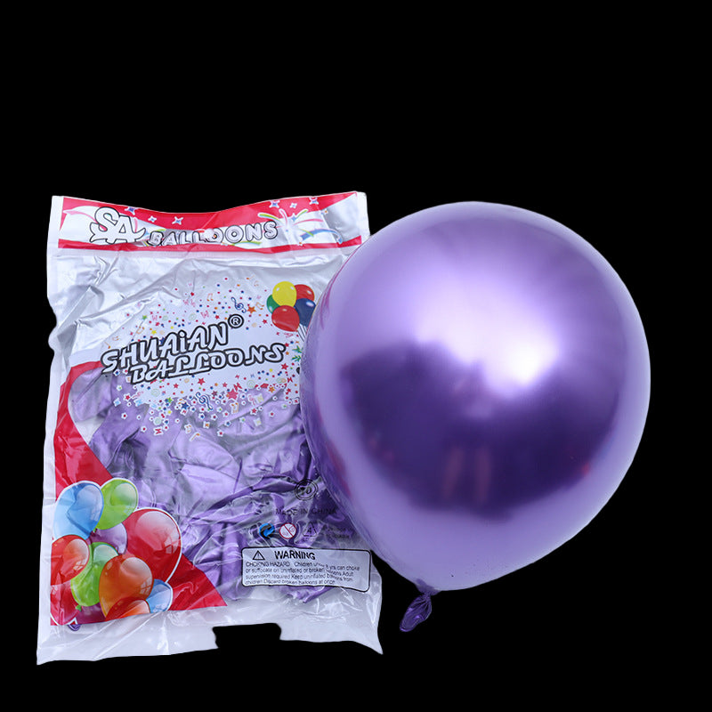 Purple balloon next to its packaging with 'Shulan Balloons' branding on a white background
