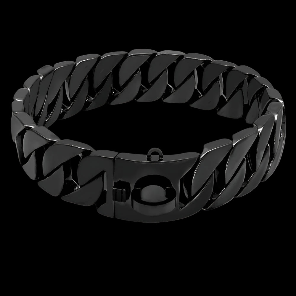 Black chain bracelet on a white background