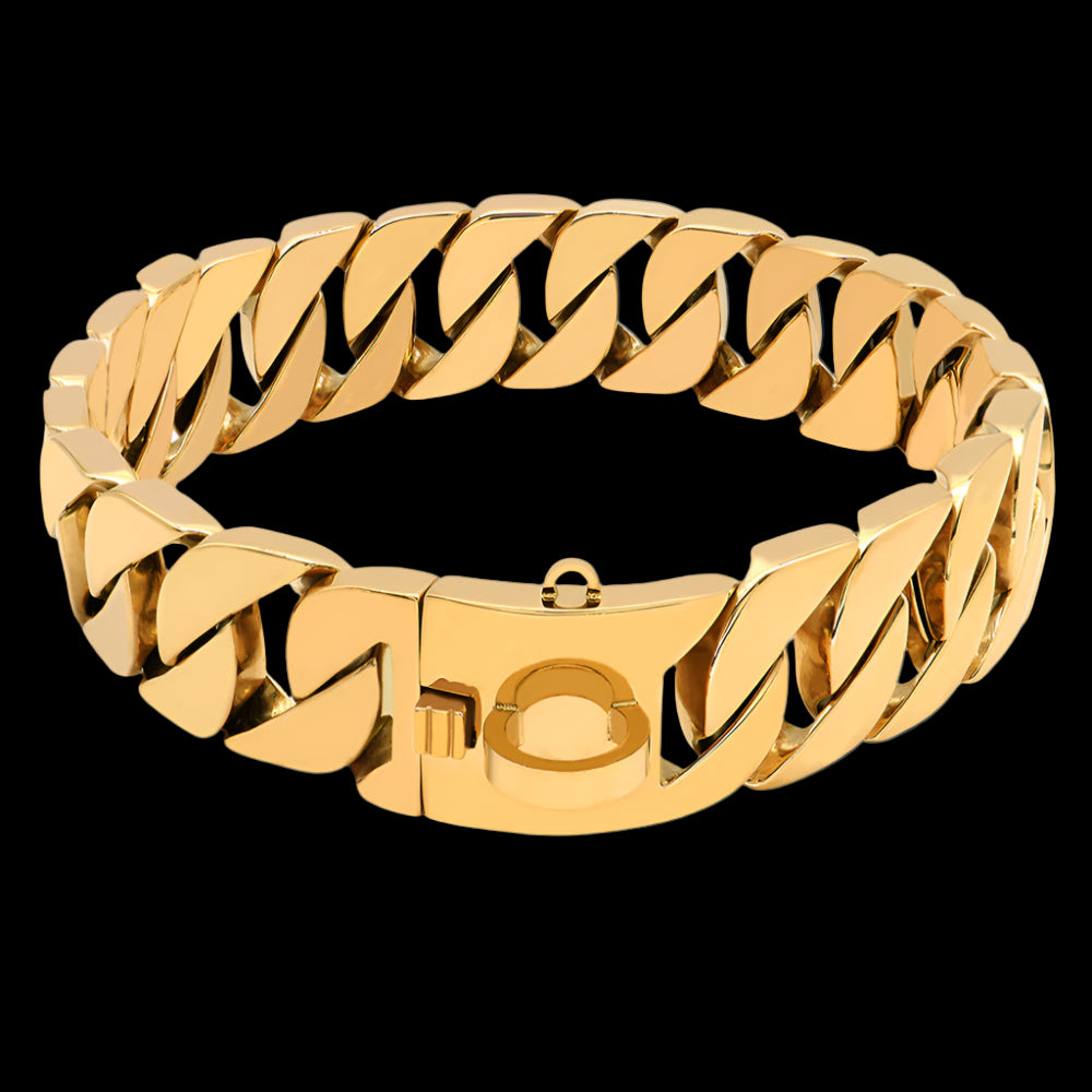 Gold chain bracelet on a white background