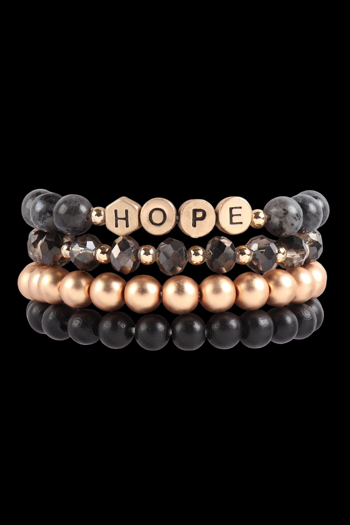 "Hope" Charm Multiline Beaded Bracelet