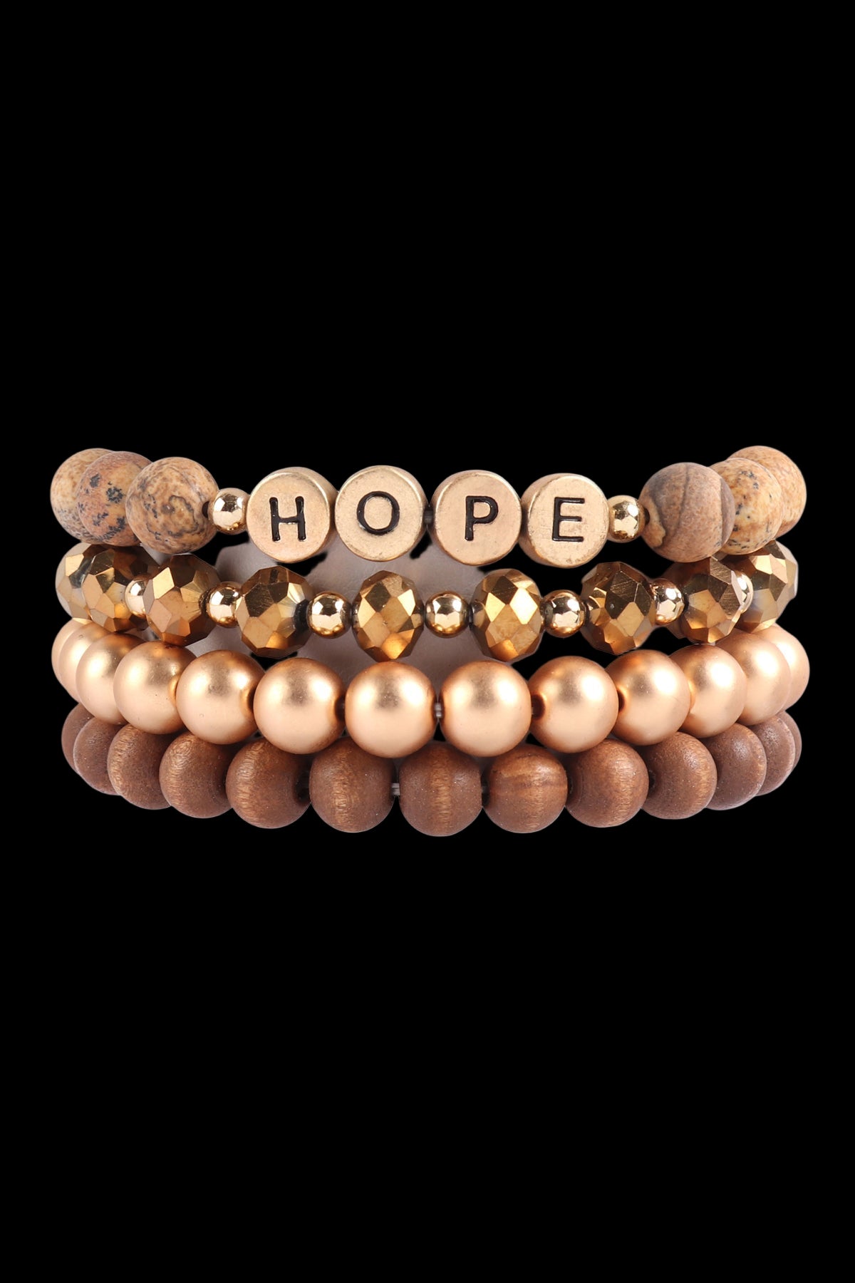 "Hope" Charm Multiline Beaded Bracelet