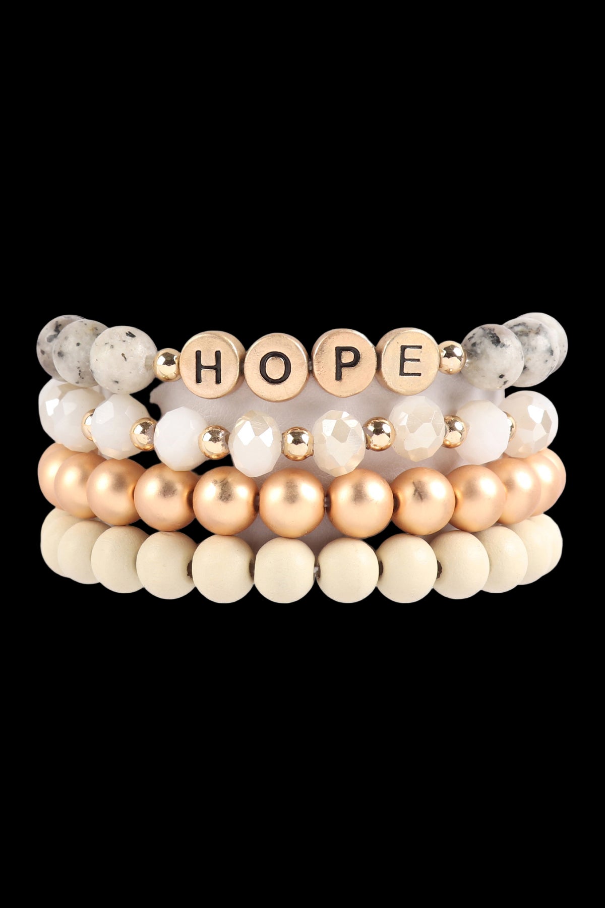 "Hope" Charm Multiline Beaded Bracelet