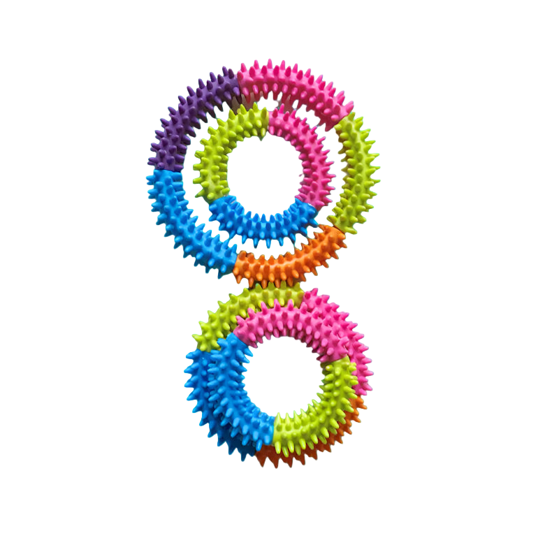 Colorful spiky bracelets on a white background