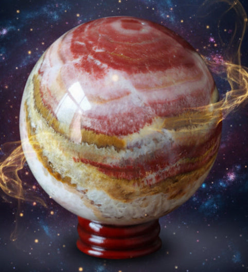 Rhodochrosite Crystal Ball for Spiritual Healing and Energy Balance - Lucky Girl Gifts
