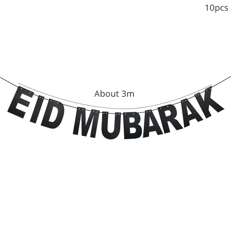EID MUBARAK banner with text on a white background
