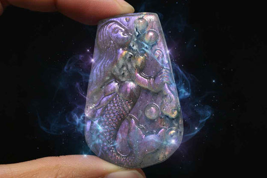 Pink Flash Labradorite Palm Crystal Mermaid Goddess