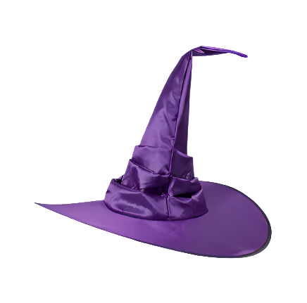 Purple witch hat on a white background