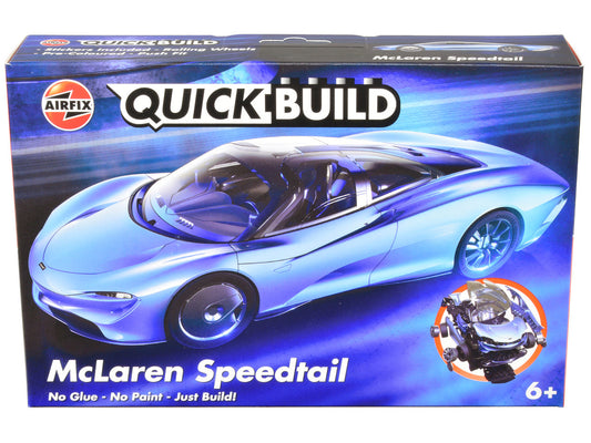 Skill 1 Model Kit McLaren Speedtail Light Blue with Black Top Snap Together Painted Plastic Model Car Kit by Airfix Quickbuild-0