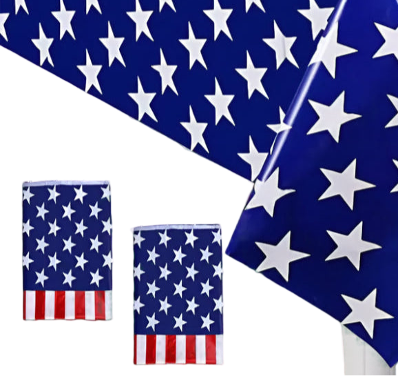 American flags with red, white, and blue colors on a white background