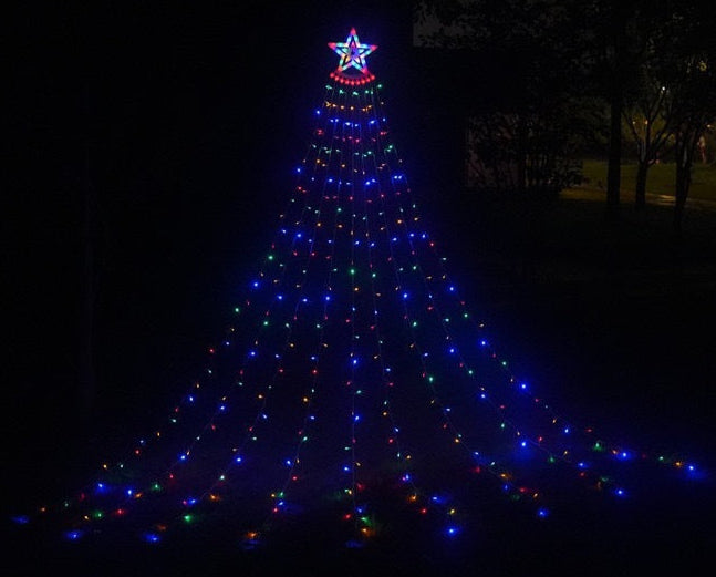 Decorative light tree with colorful lights against a dark background