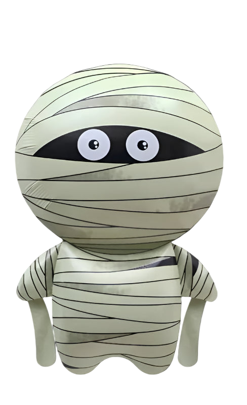 Mummy-shaped balloon with eyes on a white background