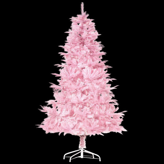 Pink artificial Christmas tree on a white background