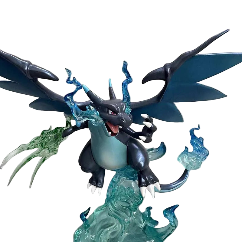 Dragon-like creature figurine with blue and green accents on a plain background