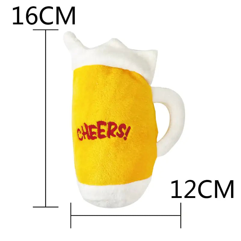 Yellow mug with 'CHEERS!' text and measurements on a white background
