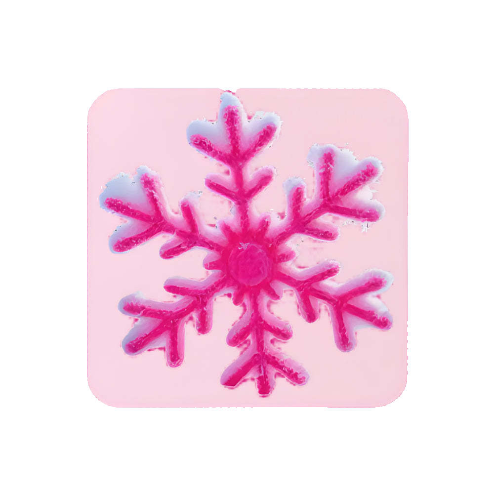 Pink snowflake design on a pink square background