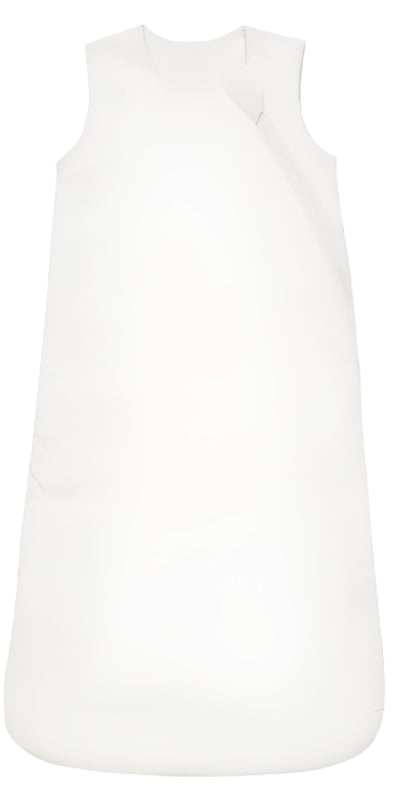 White sleeping bag with temperature rating on a white background