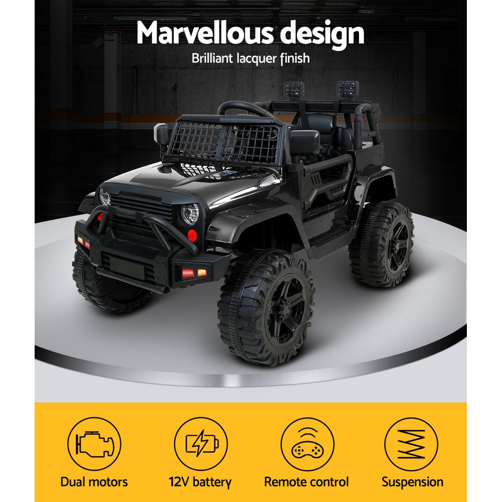 Kids Ride On Car Electric 12V Car Toys Jeep Battery Remote Control Black