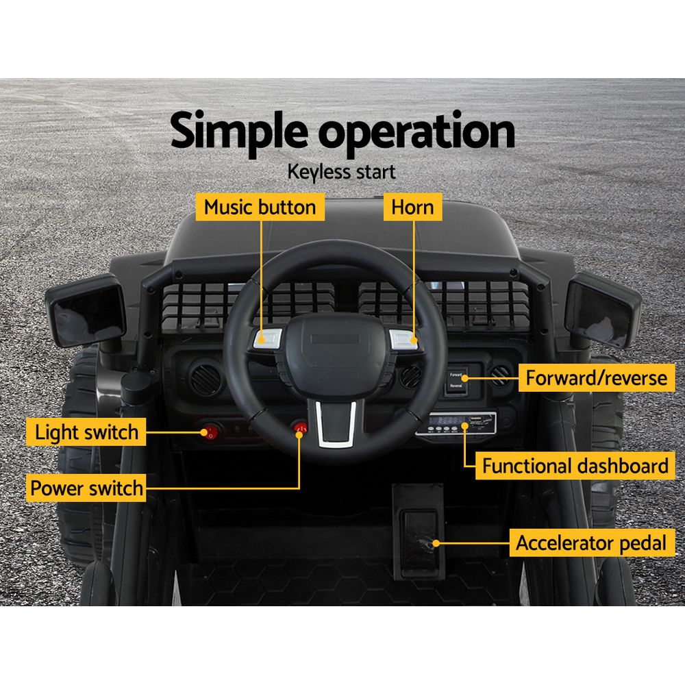 Kids Ride On Car Electric 12V Car Toys Jeep Battery Remote Control Black